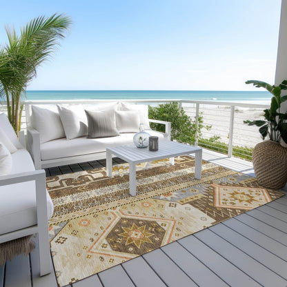 LOOMLAN Rugs Solara Brown Washable Indoor-Outdoor Rug