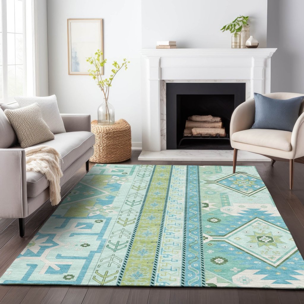 LOOMLAN Rugs Solara Green Washable Indoor-Outdoor Rug
