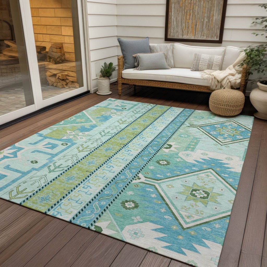 LOOMLAN Rugs Solara Green Washable Indoor-Outdoor Rug
