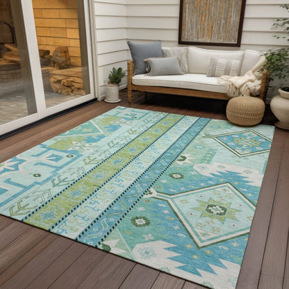 LOOMLAN Rugs Solara Green Washable Indoor-Outdoor Rug