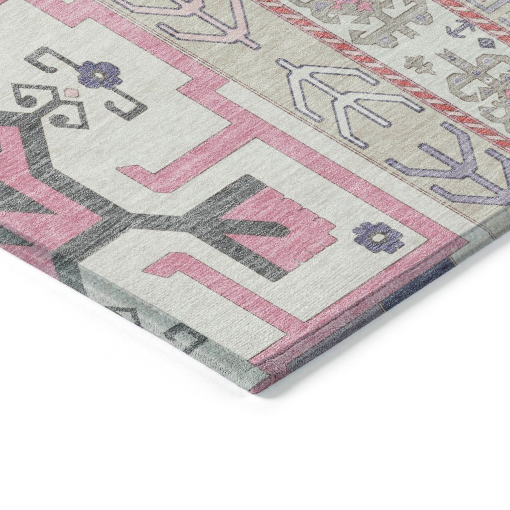 LOOMLAN Rugs Solara Pink Washable Indoor-Outdoor Rug
