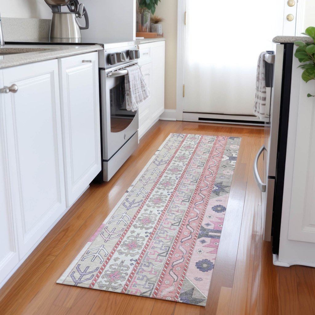 LOOMLAN Rugs Solara Pink Washable Indoor-Outdoor Rug