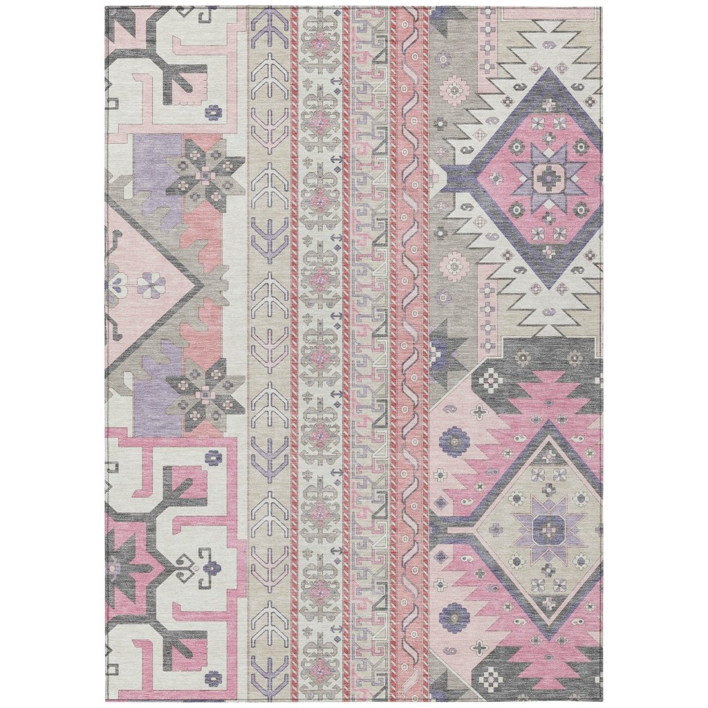 LOOMLAN Rugs Solara Pink Washable Indoor-Outdoor Rug
