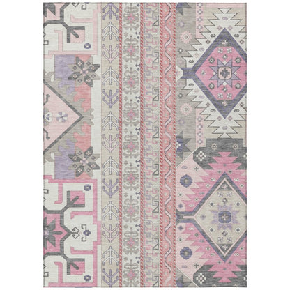 LOOMLAN Rugs Solara Pink Washable Indoor-Outdoor Rug