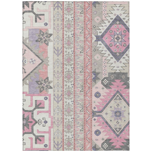LOOMLAN Rugs Solara Pink Washable Indoor-Outdoor Rug