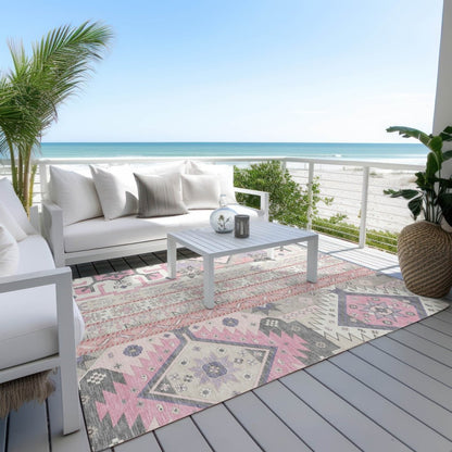 LOOMLAN Rugs Solara Pink Washable Indoor-Outdoor Rug