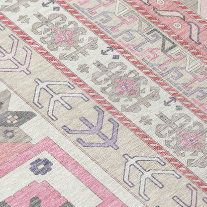 LOOMLAN Rugs Solara Pink Washable Indoor-Outdoor Rug