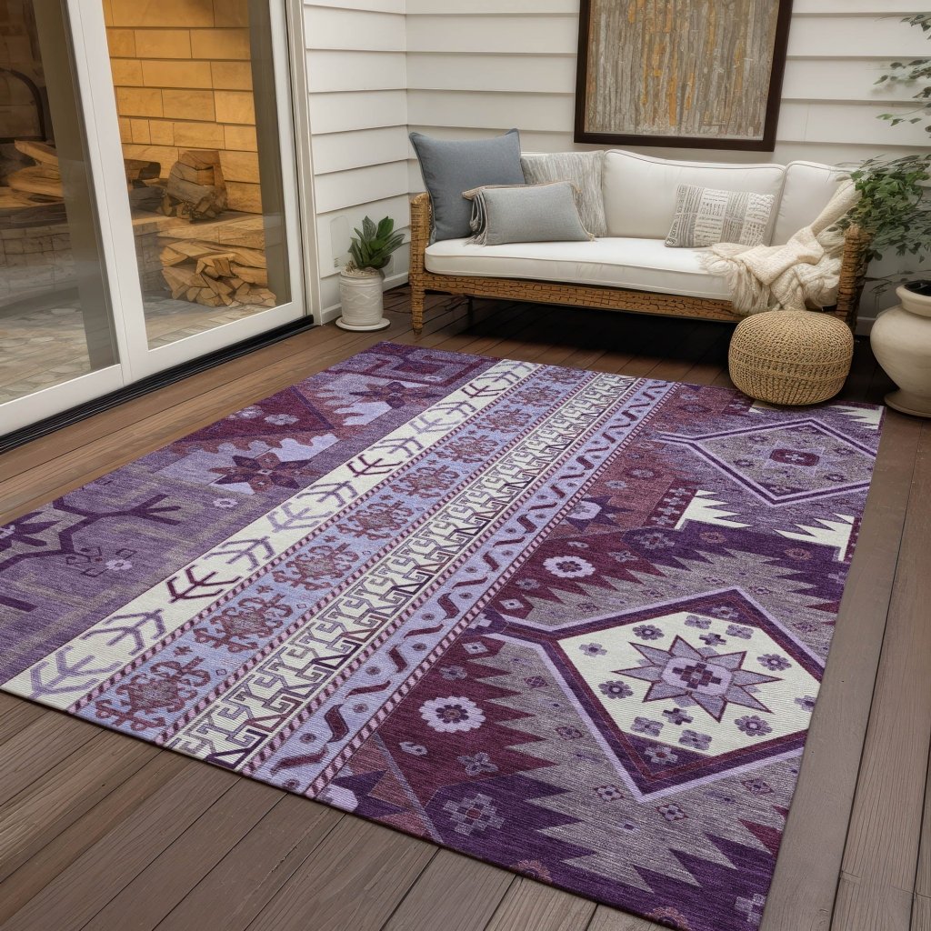 LOOMLAN Rugs Solara Purple Washable Indoor-Outdoor Rug