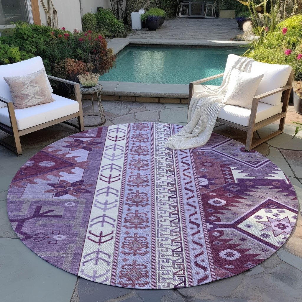 LOOMLAN Rugs Solara Purple Washable Indoor-Outdoor Rug