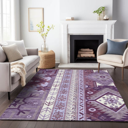 LOOMLAN Rugs Solara Purple Washable Indoor-Outdoor Rug