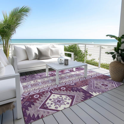 LOOMLAN Rugs Solara Purple Washable Indoor-Outdoor Rug