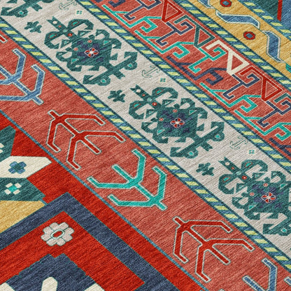 LOOMLAN Rugs Solara Red Washable Indoor-Outdoor Rug