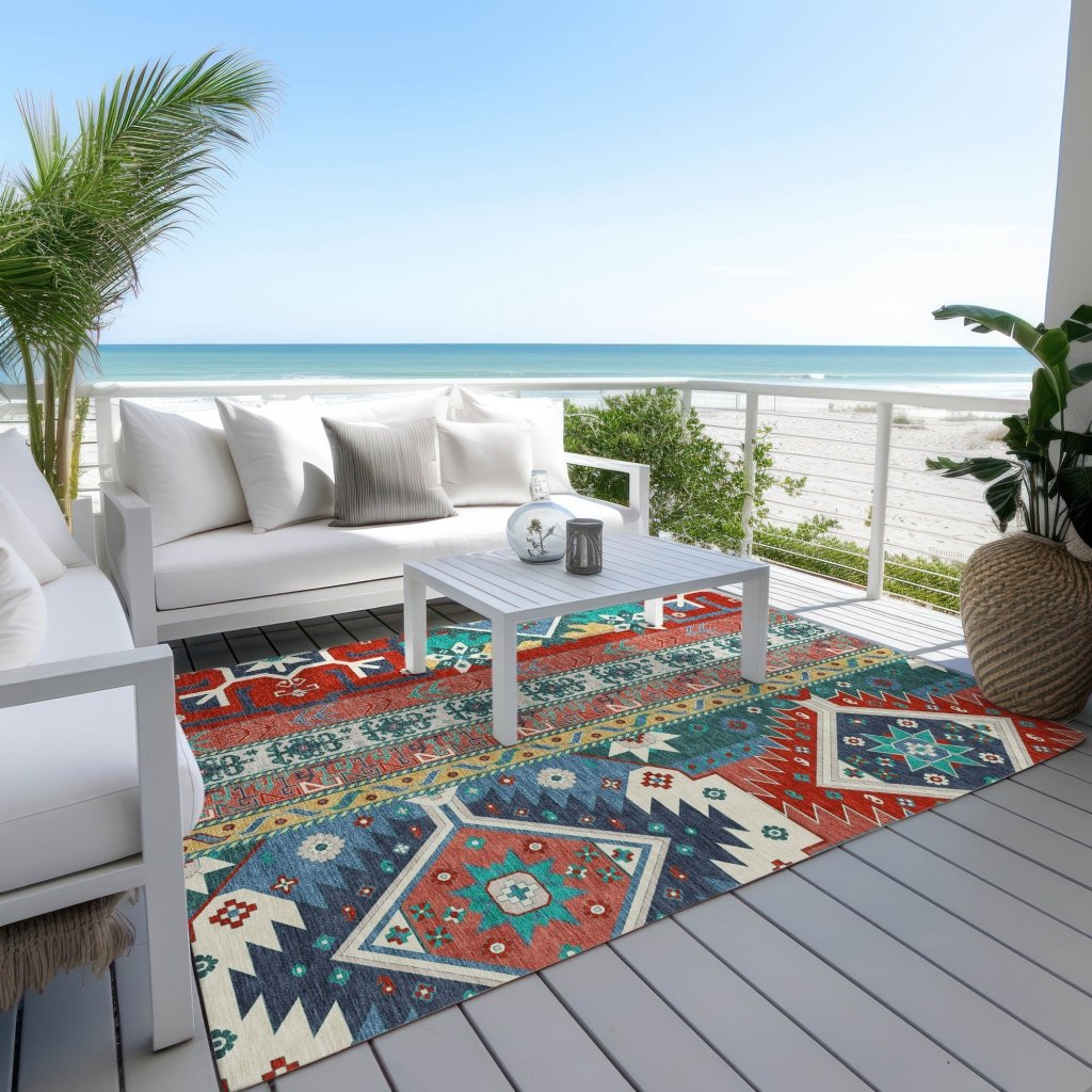 LOOMLAN Rugs Solara Red Washable Indoor-Outdoor Rug