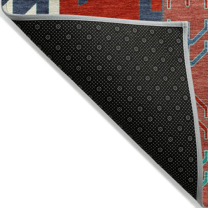 LOOMLAN Rugs Solara Red Washable Indoor-Outdoor Rug