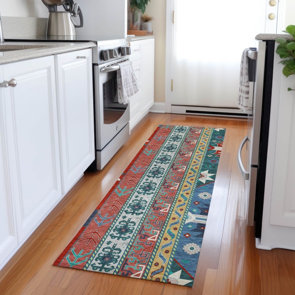 LOOMLAN Rugs Solara Red Washable Indoor-Outdoor Rug