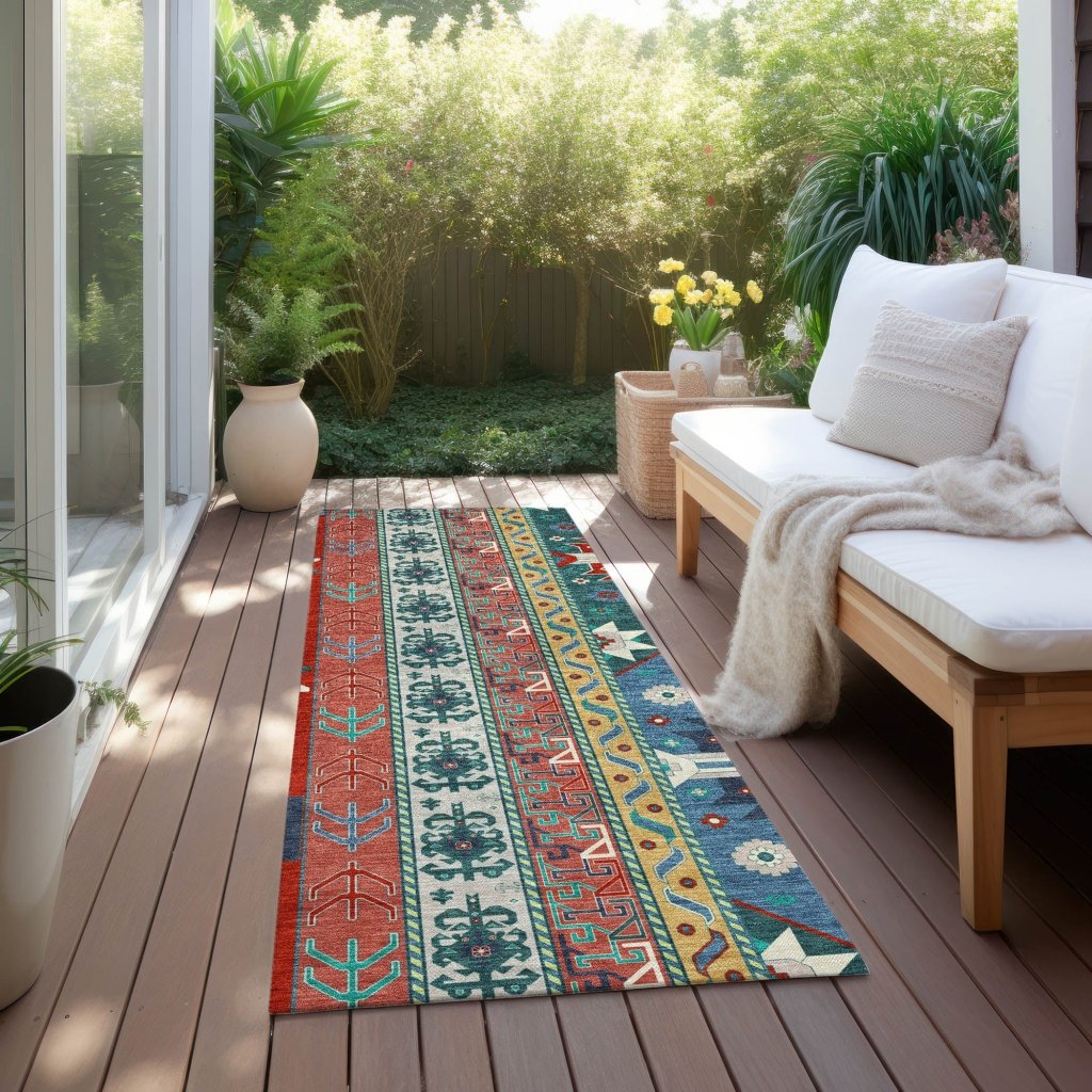 LOOMLAN Rugs Solara Red Washable Indoor-Outdoor Rug