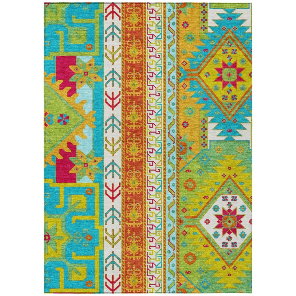 Solara Teal Washable Indoor-Outdoor Rug - LOOMLAN – Sideboards and Things