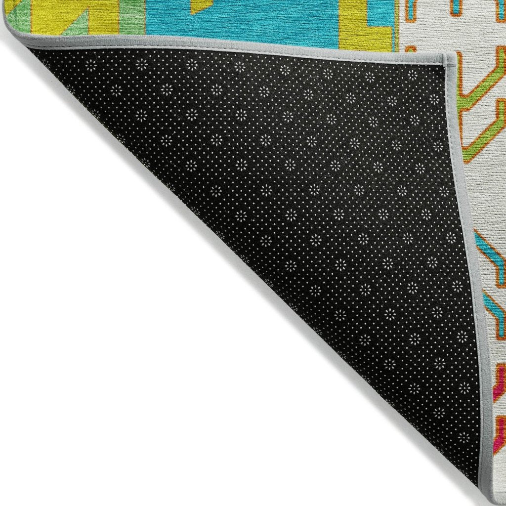 LOOMLAN Rugs Solara Teal Washable Indoor-Outdoor Rug