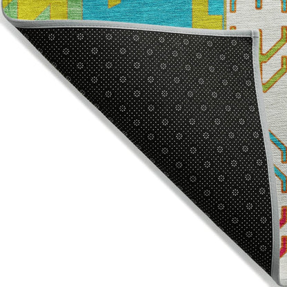 LOOMLAN Rugs Solara Teal Washable Indoor-Outdoor Rug