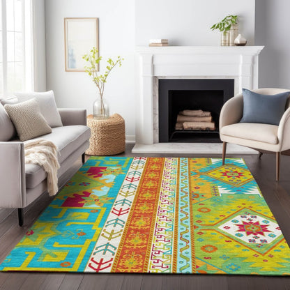 LOOMLAN Rugs Solara Teal Washable Indoor-Outdoor Rug