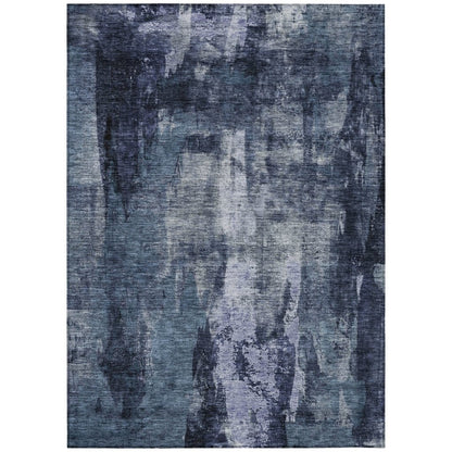 LOOMLAN Rugs Solayne Blue Washable Indoor-Outdoor Rug