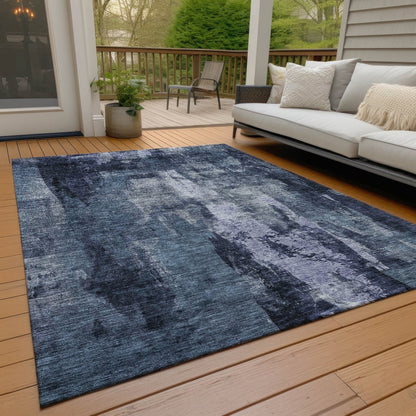 LOOMLAN Rugs Solayne Blue Washable Indoor-Outdoor Rug