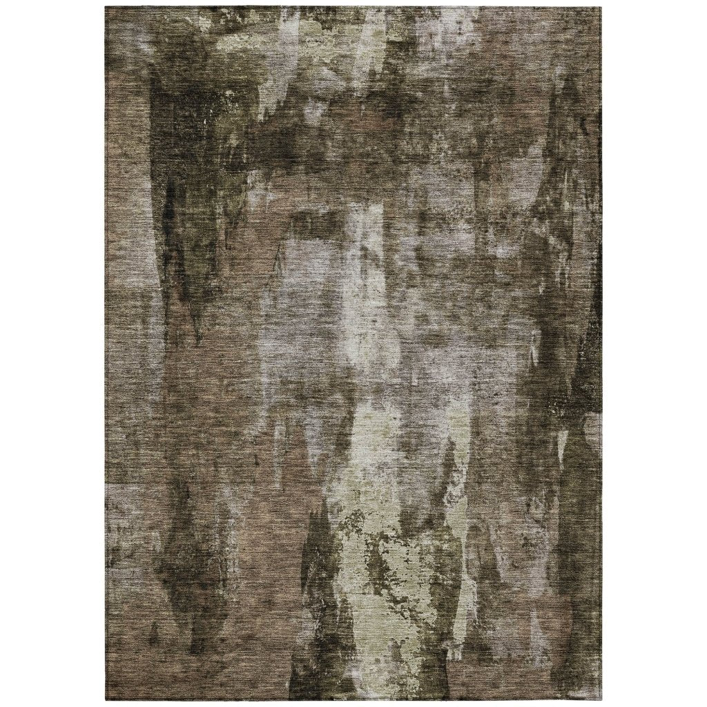 LOOMLAN Rugs Solayne Brown Washable Indoor-Outdoor Rug