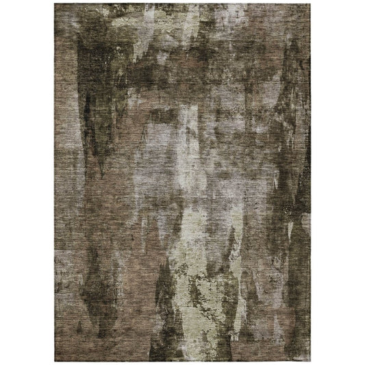 LOOMLAN Rugs Solayne Brown Washable Indoor-Outdoor Rug