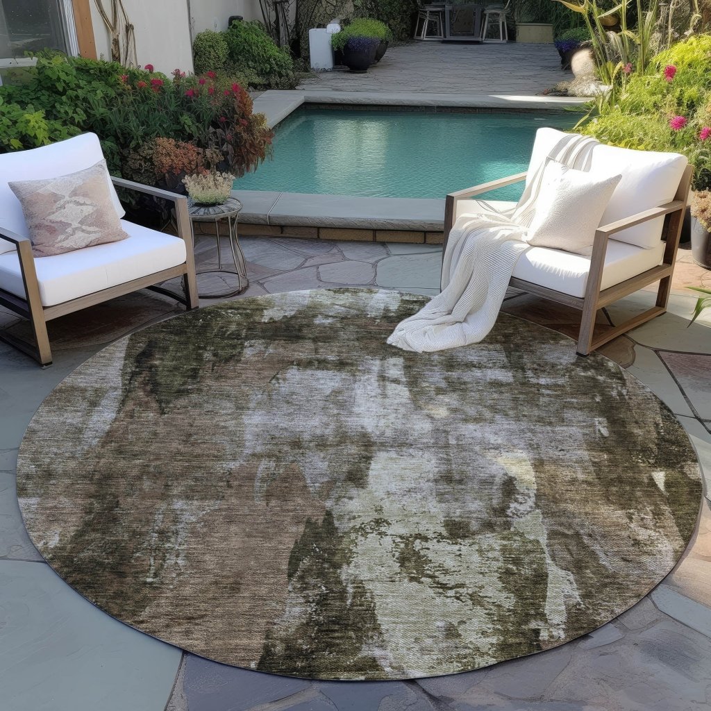 LOOMLAN Rugs Solayne Brown Washable Indoor-Outdoor Rug
