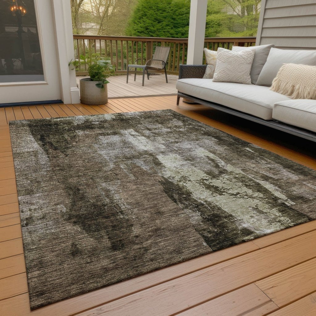 LOOMLAN Rugs Solayne Brown Washable Indoor-Outdoor Rug