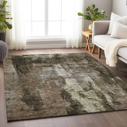 LOOMLAN Rugs Solayne Brown Washable Indoor-Outdoor Rug