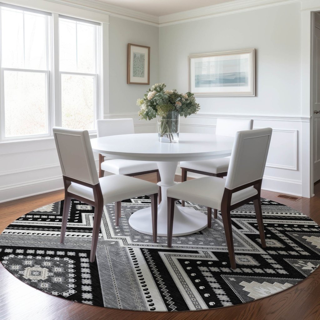 LOOMLAN Rugs Solene Black Washable Indoor-Outdoor Rug