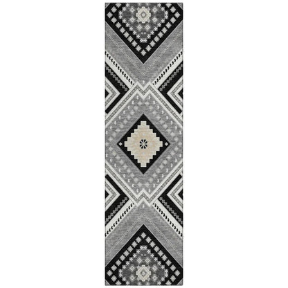 LOOMLAN Rugs Solene Black Washable Indoor-Outdoor Rug