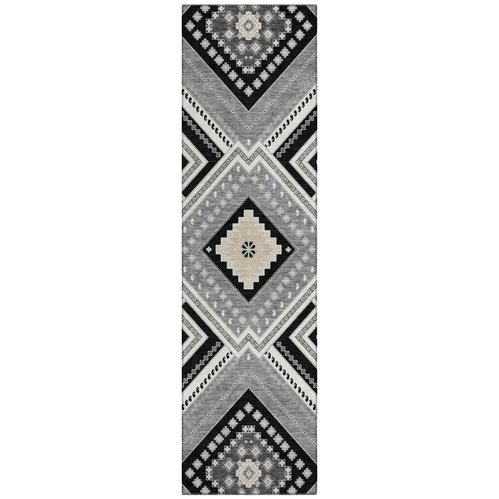 LOOMLAN Rugs Solene Black Washable Indoor-Outdoor Rug