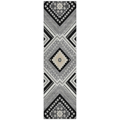 LOOMLAN Rugs Solene Black Washable Indoor-Outdoor Rug