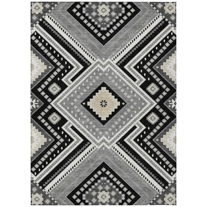 LOOMLAN Rugs Solene Black Washable Indoor-Outdoor Rug