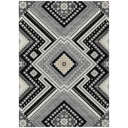 LOOMLAN Rugs Solene Black Washable Indoor-Outdoor Rug