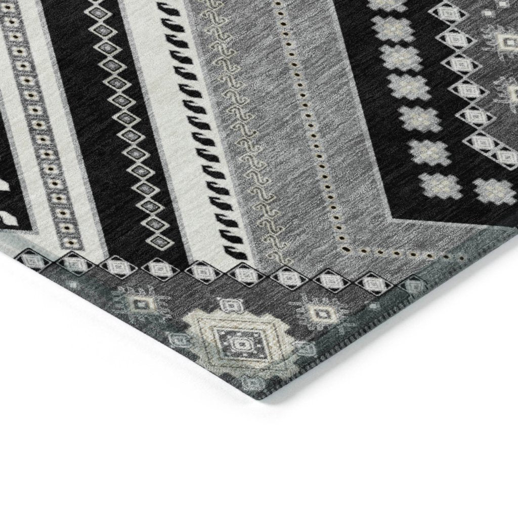 LOOMLAN Rugs Solene Black Washable Indoor-Outdoor Rug