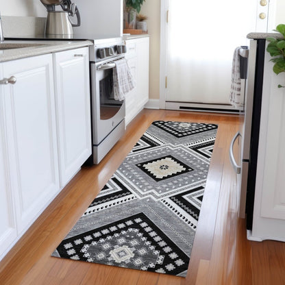 LOOMLAN Rugs Solene Black Washable Indoor-Outdoor Rug
