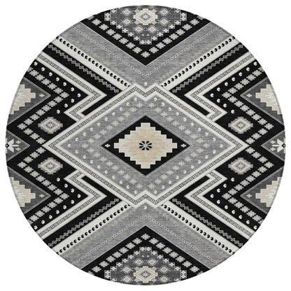 LOOMLAN Rugs Solene Black Washable Indoor-Outdoor Rug