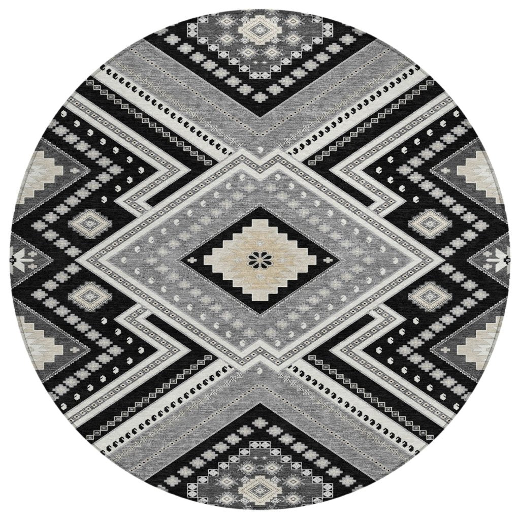 LOOMLAN Rugs Solene Black Washable Indoor-Outdoor Rug