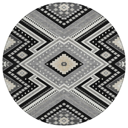 LOOMLAN Rugs Solene Black Washable Indoor-Outdoor Rug