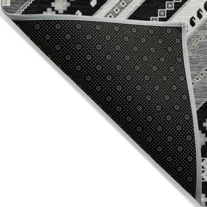 LOOMLAN Rugs Solene Black Washable Indoor-Outdoor Rug