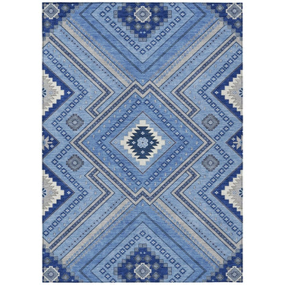 LOOMLAN Rugs Solene Blue Washable Indoor-Outdoor Rug