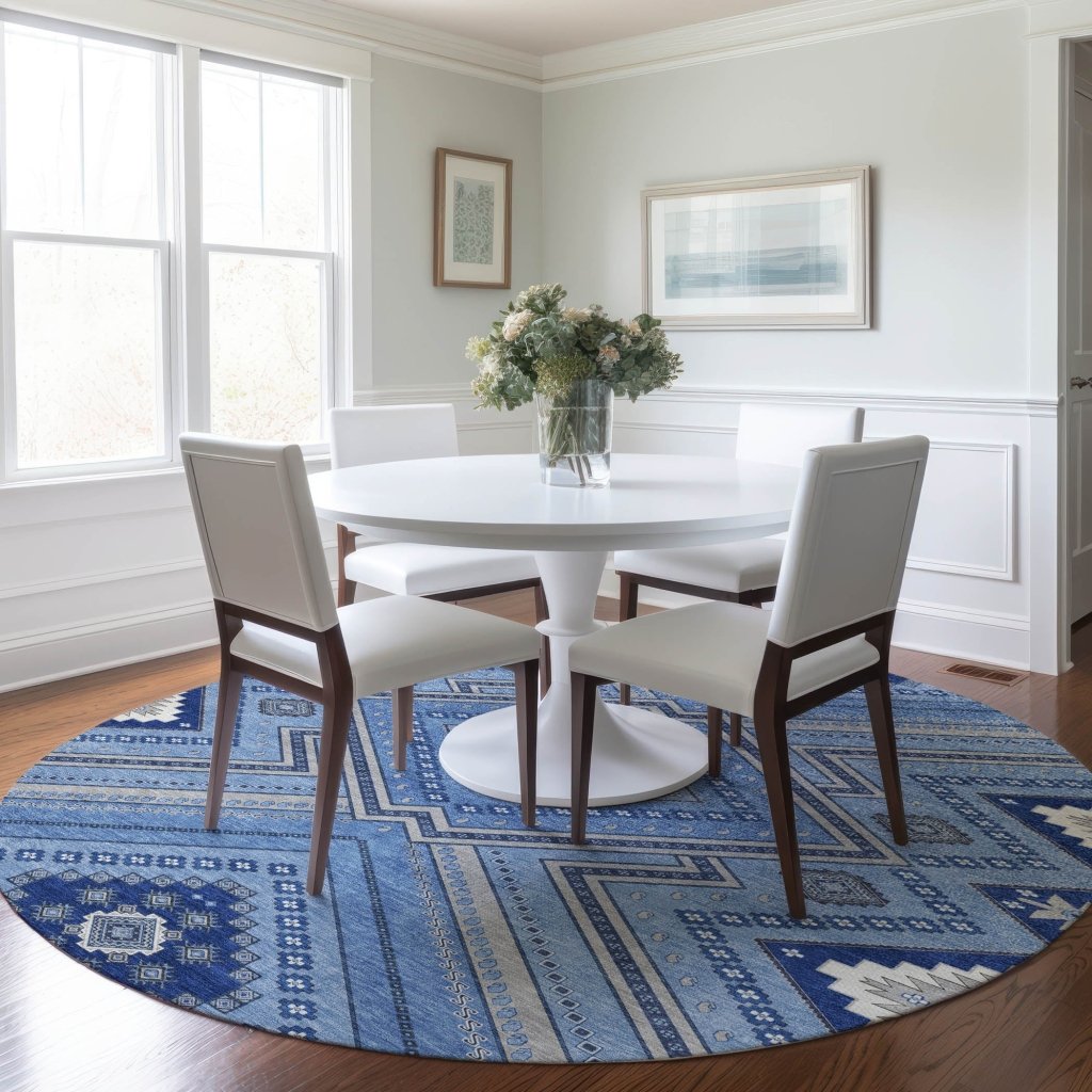 LOOMLAN Rugs Solene Blue Washable Indoor-Outdoor Rug
