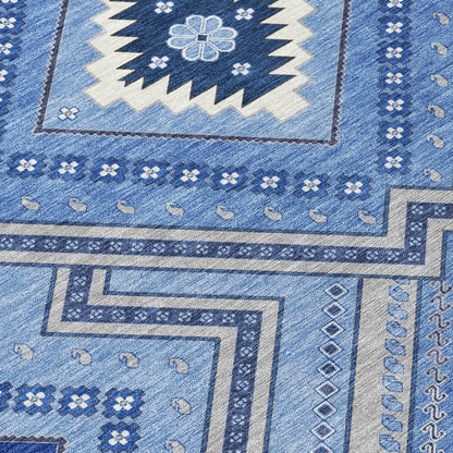 LOOMLAN Rugs Solene Blue Washable Indoor-Outdoor Rug
