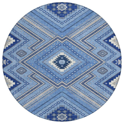 LOOMLAN Rugs Solene Blue Washable Indoor-Outdoor Rug
