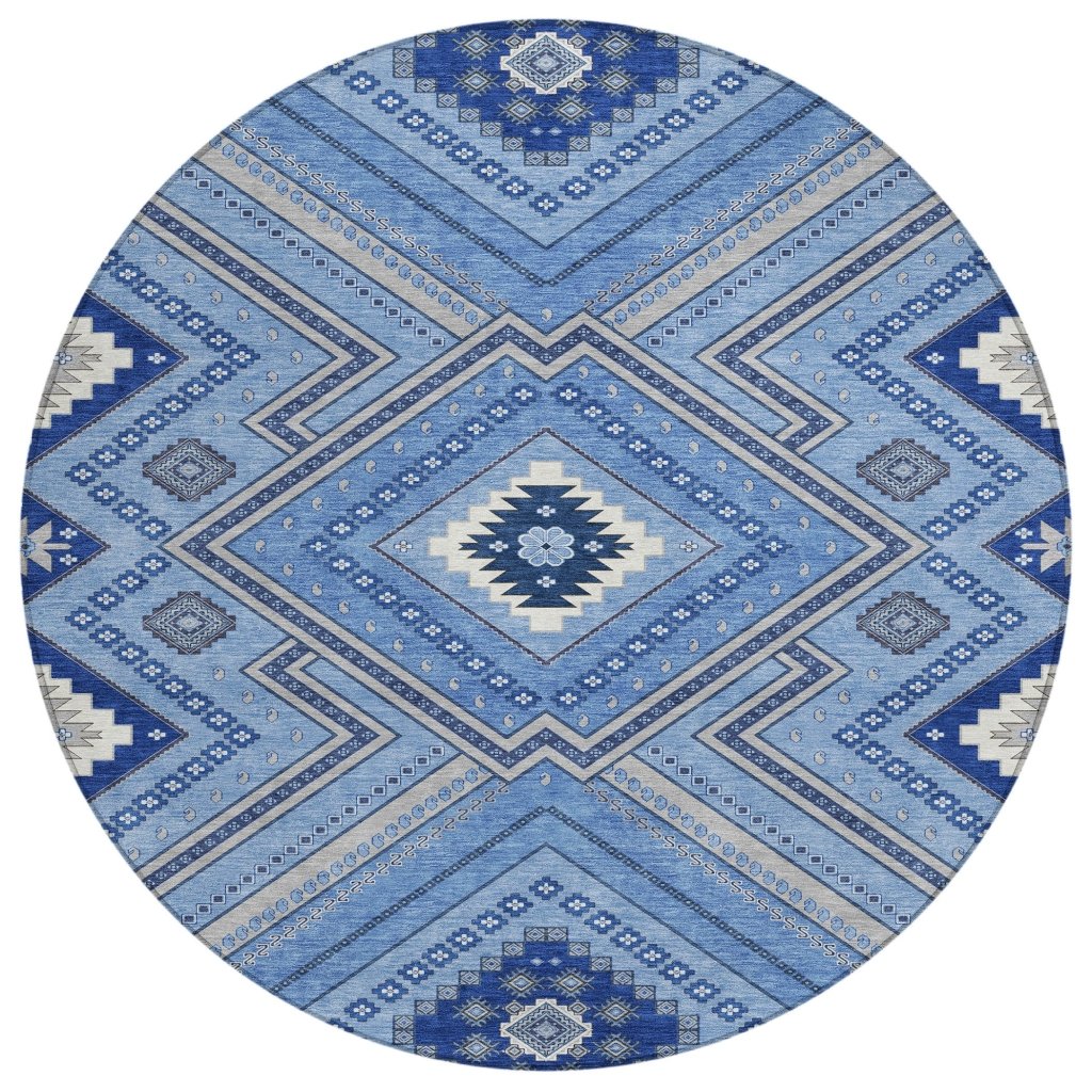 LOOMLAN Rugs Solene Blue Washable Indoor-Outdoor Rug