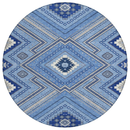 LOOMLAN Rugs Solene Blue Washable Indoor-Outdoor Rug