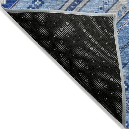 LOOMLAN Rugs Solene Blue Washable Indoor-Outdoor Rug